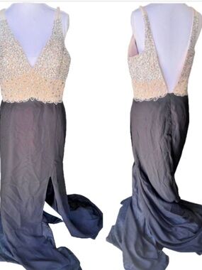 FASHIONABLE AVANT NWT Evening Wear Trumped Mermaid V-Neck Train Floor Length 12